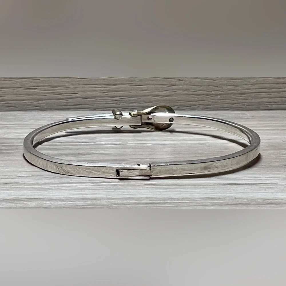 Vintage Sterling Silver MEXICO TAXCO Belt Buckle Hinged Bangle Bracelet, 12.5g - Picture 3 of 8